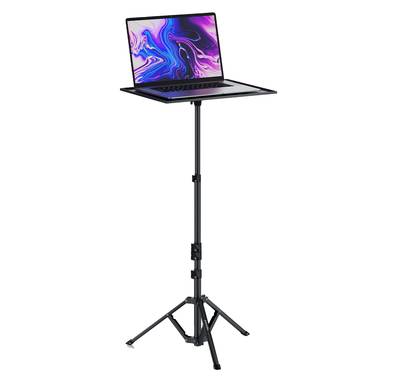 Porodo Multi-Function Stand Projector and Laptop, 360° Tray Rotation, 90° Tray Tilt, Side Tray, 10Kg Tray Load Capacity, Aluminium  - Black