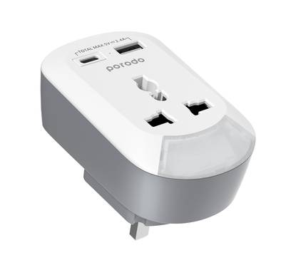 Porodo 3in1 Multi-type Socket with AC USB-A / Type-C UK  ...