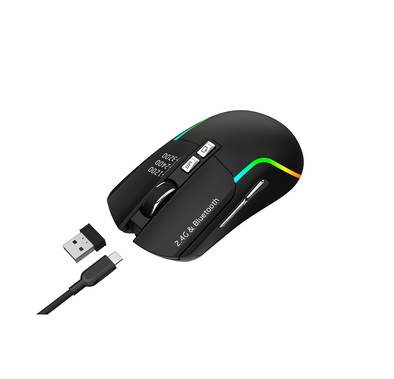 Green Lion Rechargeable Gaming Mouse with RGB Lights, Adjustable DPI, ABS Material, 10m Operating Range, 7 Keys, 2.4GHz Interface, Lightweight - Black 