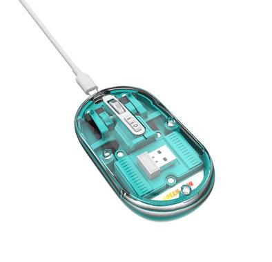 Green Lion Transparent Invisible Click Power Mouse Lite, ABS Plastic Material, Invisible Click Power - Green