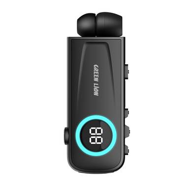 Green Lion Communicate Mono Bluetooth Headset with Button Control, Digital Power Display with Fashionable LED, 50 km/h Wind Noise Resistant, Ultimate Crystal and Clear Call Quality, IPX7 Waterproof, 18Hours Talking Time, 1.5-2Hours Charging Time - Black