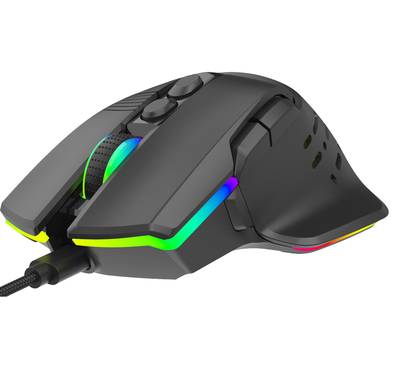 Porodo 12800 DPI Gaming Wired Mouse with 9 Programmable Keys & 13 Modes RGB Light, 6 Levels DPI, 500Hz Polling Rate, USB Interface, Instant 825F, 10 Million Clicks Lifespan - Black  