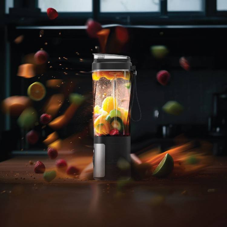 Green Lion ProJet Blender with 6 Powerful Blades, 120W Power, 40 Seconds Auto Off, Self Cleaning, LED Display, 600mL Capacity, 16500rpm - Black