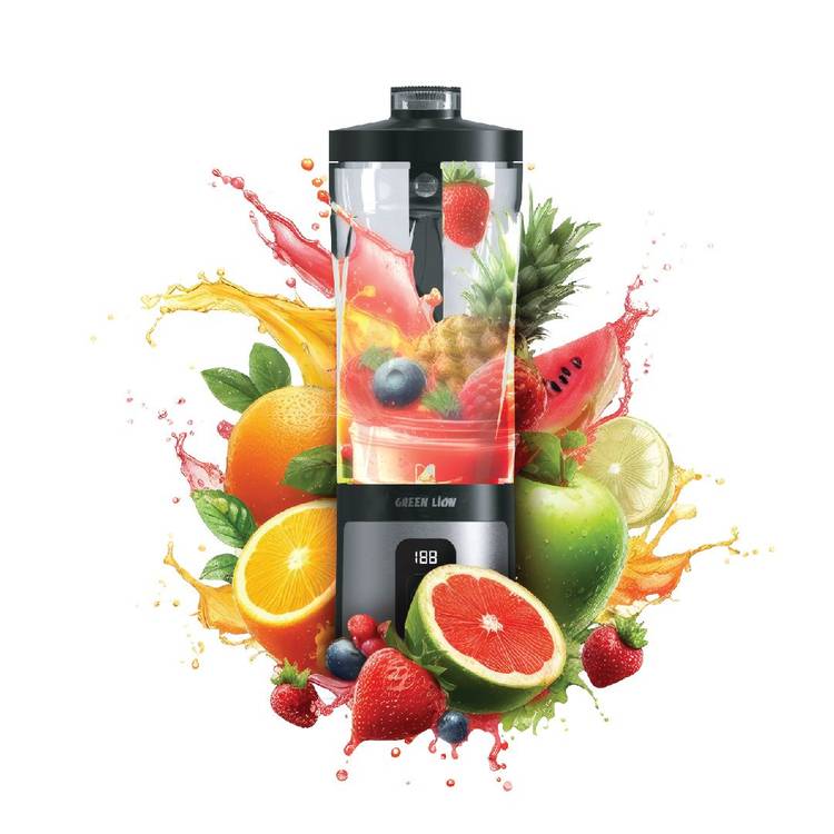 Green Lion ProJet Blender with 6 Powerful Blades, 120W Power, 40 Seconds Auto Off, Self Cleaning, LED Display, 600mL Capacity, 16500rpm - Black
