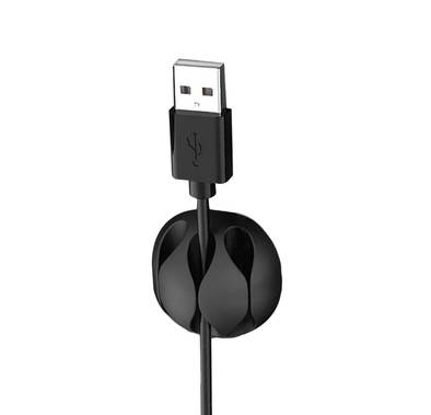 Green Lion 10-in-1 Cable Organizer with 26 Slots, 3M Self-Adhesive Backing, Durable TPR Material, Supports Audio, Ethernet, Data & Mouse Cables, Effortless Cable Access, Easy to Apply - Black