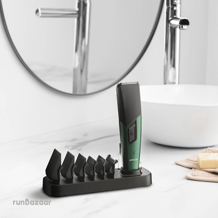 Green Lion Trim Flex Hair Trimmer with 6 Size Combs, 600mAh Ni-Mh Battery, 8 Hours Charging Time, 45 Minutes Working Time, Type-C Charging Port, Stainless Steel material, LED Indicator, Ergonomic & Low Noise Design - Black Techtrix Sri Lanka 