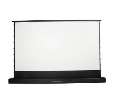 Powerology 100" Motorized Floor Projector Screen, 90" to 150" Diagonal Screen Size, Wireless Remote Control, Easy Installation - White