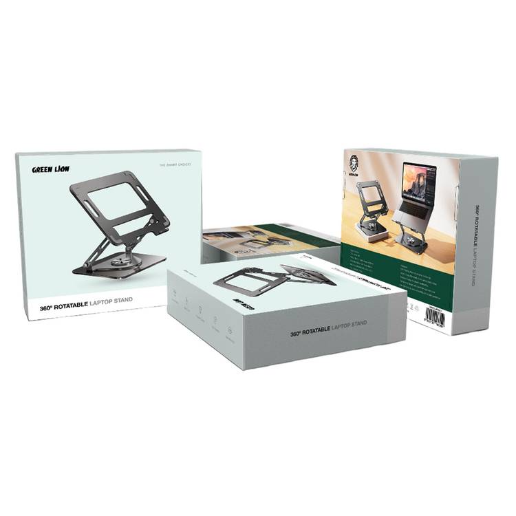 Green Lion 360° Rotatable Laptop Stand, Flexible Design, Non-Slip Silicone Surface, Easy to Use, Compatible with 13 to 17 inches Laptops - Black