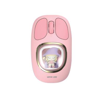 Green Lion Moosh Wireless Mouse with 7-Color Diffuse Lighting, Up to 3 Million Clicks, 3-Button Function, 400mAh Battery, 1200 DPI, Connects Up to 3 Devices, USB-C Charging Interface - Pink