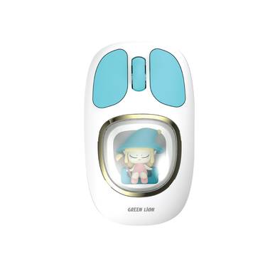 Green Lion Moosh Wireless Mouse with 7-Color Diffuse Lighting, Up to 3 Million Clicks, 3-Button Function, 400mAh Battery, 1200 DPI, Connects Up to 3 Devices, USB-C Charging Interface - White