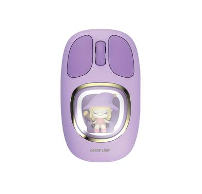 Green Lion Moosh Wireless Mouse with 7-Color Diffuse Lighting, Up to 3 Million Clicks, 3-Button Function, 400mAh Battery, 1200 DPI, Connects Up to 3 Devices, USB-C Charging Interface - Purple