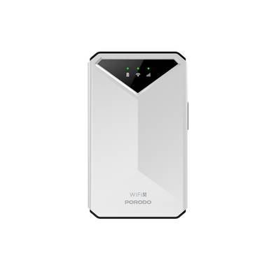 Porodo 4G LTE & WiFi 6 Pocket Router with 8 Hours Working Time, Secure Encryption, Micro & Nano Sim Capability, 2100mAh Battery Capacity, Type-C Charging Port, Lightweight  - White