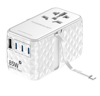 Powerology Universal Adapter 85W Super Charger with Type-...