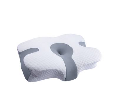Green Lion Cervical Memory Foam Pillow with Middle Soft Hardness, Washable & Foldable Design, Zero Pressure, Dry & Breathable, 45kgs/m3 Density - White / Gray