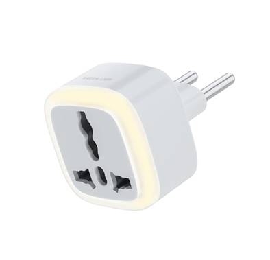 Green Lion Universal Conversion EU Plug with LED Light, Travel Friendly, Multiple Circuit Protection, Lightweight, Pocket Size - White