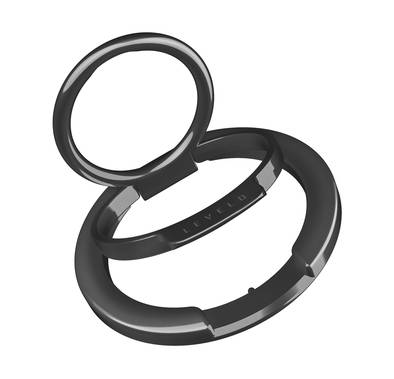 Levelo Luccio 2 in 1 Phone Ring Holder with Strong N52 Magnet, 3500Gs Magnetic Force, Durable Aluminum Alloy Materials - Black