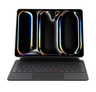 Levelo AeroBoard Saffiano Leather Wireless Keyboard For iPad Pro 11" 2024, Adjustable Angle, Ambient Glow Layout, Built-in Touchpad, 500mAh Battery Capacity, Scissor Feet Technology Keys - Black