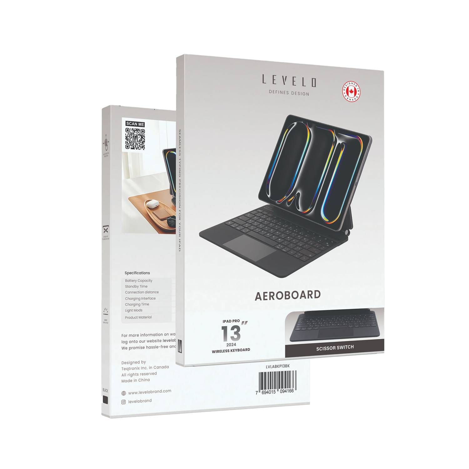 Buy The Levelo AeroBoard Saffanio Leather Wireless Keyboard for the iPad Pro 13 2024 in UAE Black 500mAh battery LVLABKP13BK