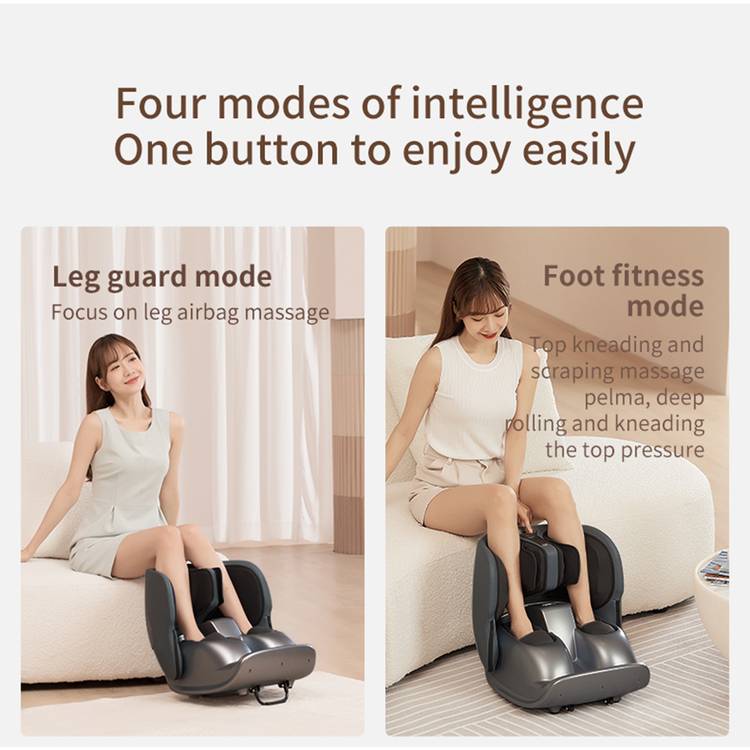 Porodo Lifestyle Foot & Calf Massager with Heat & Air-Wave Pulses, Multiple Massage Modes, 55W Rated Power, Multi-Directional, 3 Intensity Levels, Stress Reduction - Gray