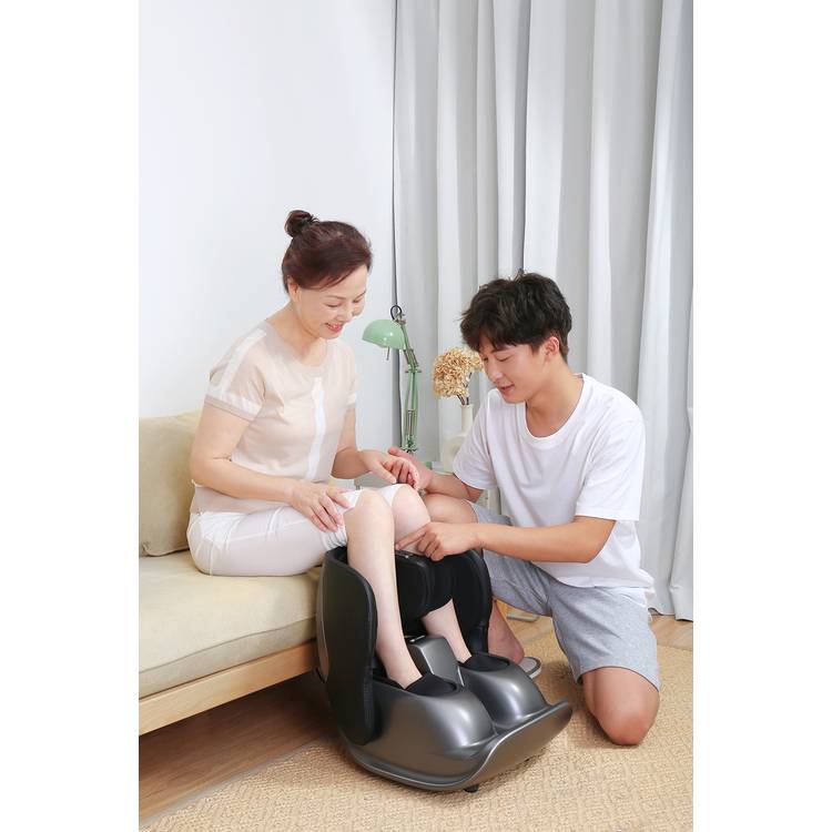Porodo Lifestyle Foot & Calf Massager with Heat & Air-Wave Pulses, Multiple Massage Modes, 55W Rated Power, Multi-Directional, 3 Intensity Levels, Stress Reduction - Gray