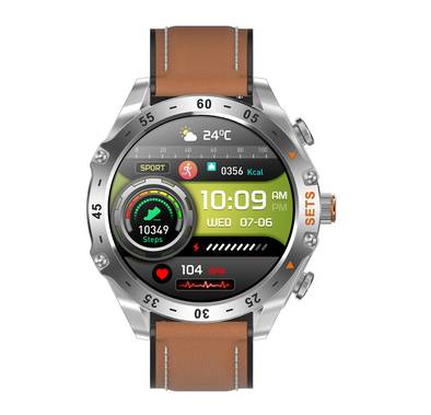 Porodo Hype Smart Watch with Wireless Earbuds and Black Leather Band, Compatible with Android 5.0, iOS 10.0 and Above