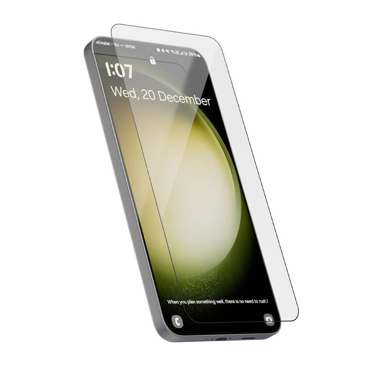 Levelo Clear Glass 2.5D Silk Print HD Screen Protector for Samsung Galaxy S24 Plus, Anti-Finger Print, Crystal-Clear Display, Scratch Resistant, Air Bubble Prevention, Hydrophobic & Oleophobic - Clear