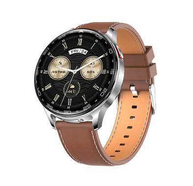 Porodo Pulse Smart Watch with Wireless Earbuds, Leather & Silicone Straps, Android 5.0 and iOS 10.0 and Above - Silver