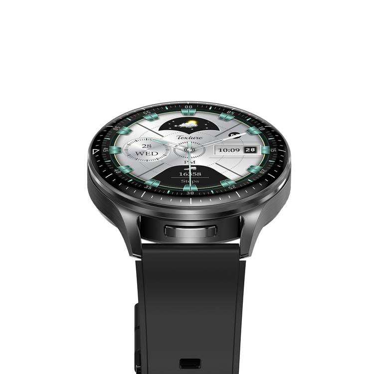 Porodo Pulse Smart Watch with Wireless Earbuds, Leather & Silicone Straps, Android 5.0 and iOS 10.0 and Above - Black