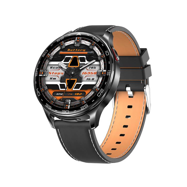 Porodo Pulse Smart Watch with Wireless Earbuds, Leather & Silicone Straps, Android 5.0 and iOS 10.0 and Above - Black