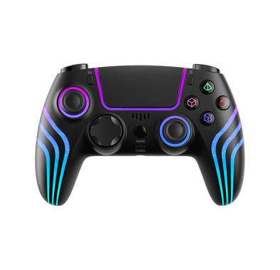 Porodo Gaming PS4 Wireless Controller with Cool Light Patterns, Customizable LED Light, Multi-platform Compatibility, Ergonomic Design, 20 Hours Working Time, 10m Working Distance, 2.5 Hours Charging Time, 1000mAh Battery Capacity - Black