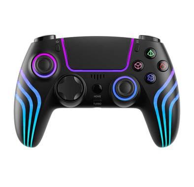 Porodo Gaming PS4 Gamepad Controller with Cool Light Patterns, Type-C Charging Port and  PS4, PS3, Mac, Windows, Steam Deck, iOS, Android Compatibility - Black