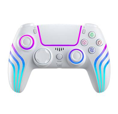 Porodo Gaming PS4 Gamepad Controller with Cool Light Patterns, Type-C Charging Port and  PS4, PS3, Mac, Windows, Steam Deck, iOS, Android Compatibility - White