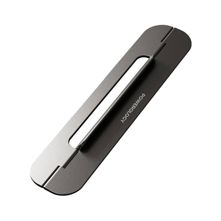 Powerology Foldable and Portable Laptop Stand, 3mm Ultra-Slim Design, Up to 15" Device Compatibility - Gray