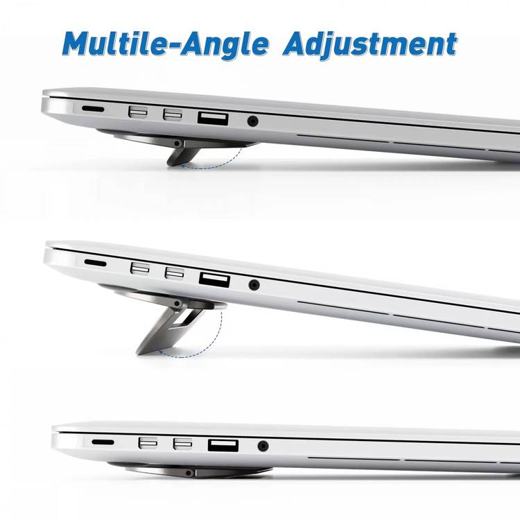Powerology Foldable and Portable Laptop Stand, 3mm Ultra-Slim Design, Up to 15" Device Compatibility - Gray