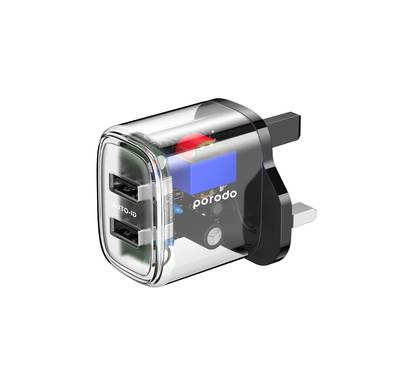 Porodo Dual Output Transparent Charger with 2.4A Auto ID ...