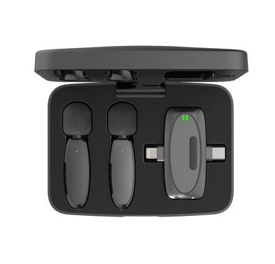 Porodo Dual Connector Lavalier Microphone Dual Mic with C...