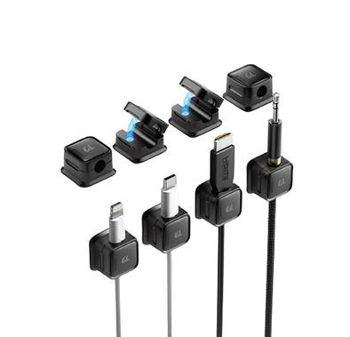 Green Lion Magnetic Clip Cable Organizer 10 PCS/SET, Strong Adhesive, ABS Material - Black