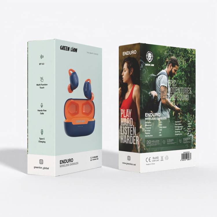 Green Lion Enduro Wireless Earbuds with 400 mAh Case Battery, IPX5 Waterproof, 6 Hours Playing Time