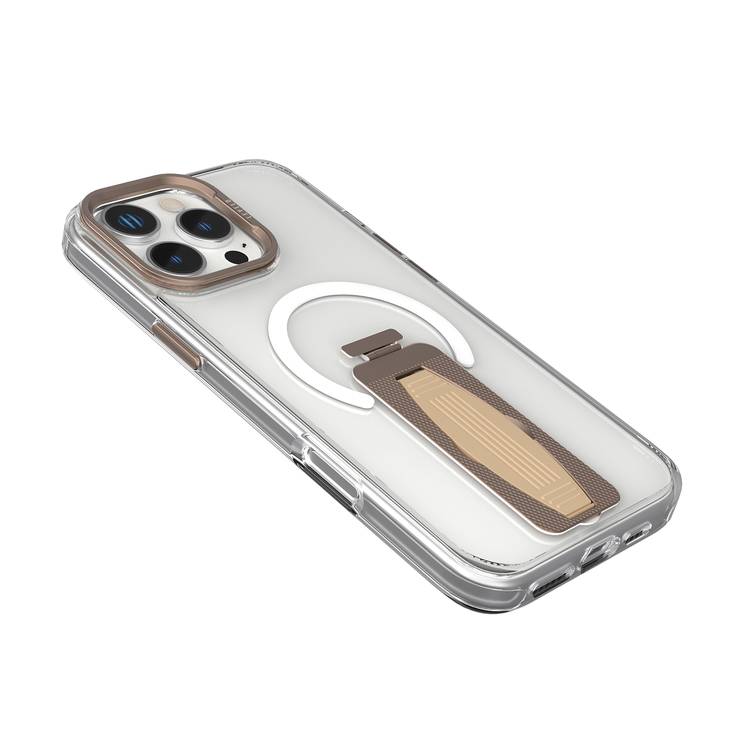 Levelo Morphix MagSafe Grip Case for iPhone 16 Pro Max, Impact Resistant Corners, Metal Camera Ring, Multi Functional Kickstand Premium Bayer TPU, Silicone Grip - Rose Gold Titanium