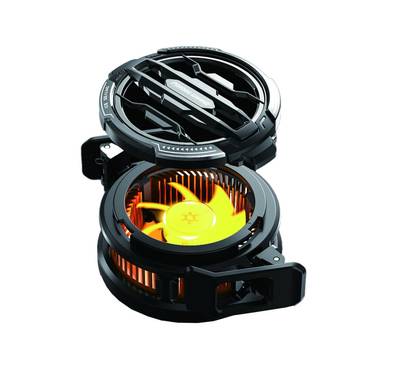 Porodo Gaming wireless charging Phone Cooler, High Speed Fan, Effective Heat Dissipation, RGB LED Light, Removable and Rotating Clips - Black