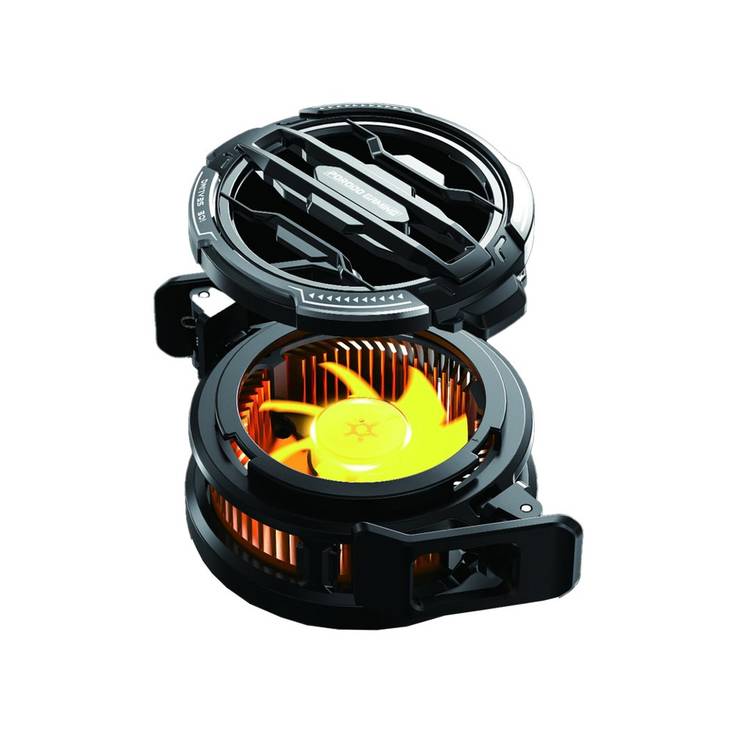 Porodo Gaming wireless charging Phone Cooler, High Speed Fan, Effective Heat Dissipation, RGB LED Light, Removable and Rotating Clips - Black