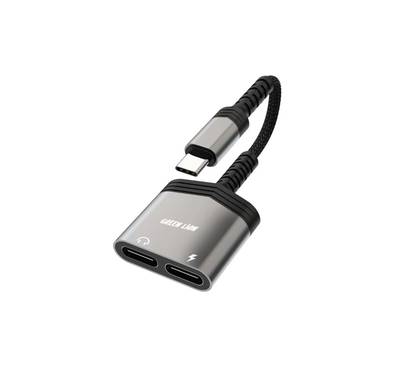 Green Lion 2 In 1 Splitter Adapter Type-C to Type-C (Char...
