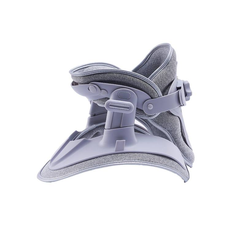 Green Lion Neck Support Device with Adjustable Traction, 100% Cotton Lining, Breathable & Comfortable, Neck Muscle Stretch, Inflation Control, Customizable Fit - Gray
