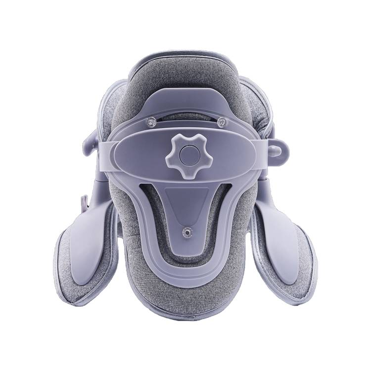 Green Lion Neck Support Device with Adjustable Traction, 100% Cotton Lining, Breathable & Comfortable, Neck Muscle Stretch, Inflation Control, Customizable Fit - Gray