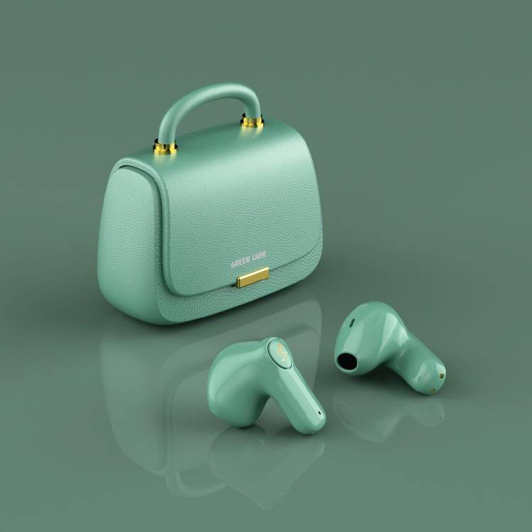 Green Lion Queen's Mini Bag Style True Wireless Earbuds, JL6983 Chipset, Bluetooth Version 5.3, Up to 15 m Bluetooth Range, 5 Hours Playtime, Up to 16 Hours with Charging Case, 300 mAh Charging Case Battery, IPX4 Water Resistance Level - Green