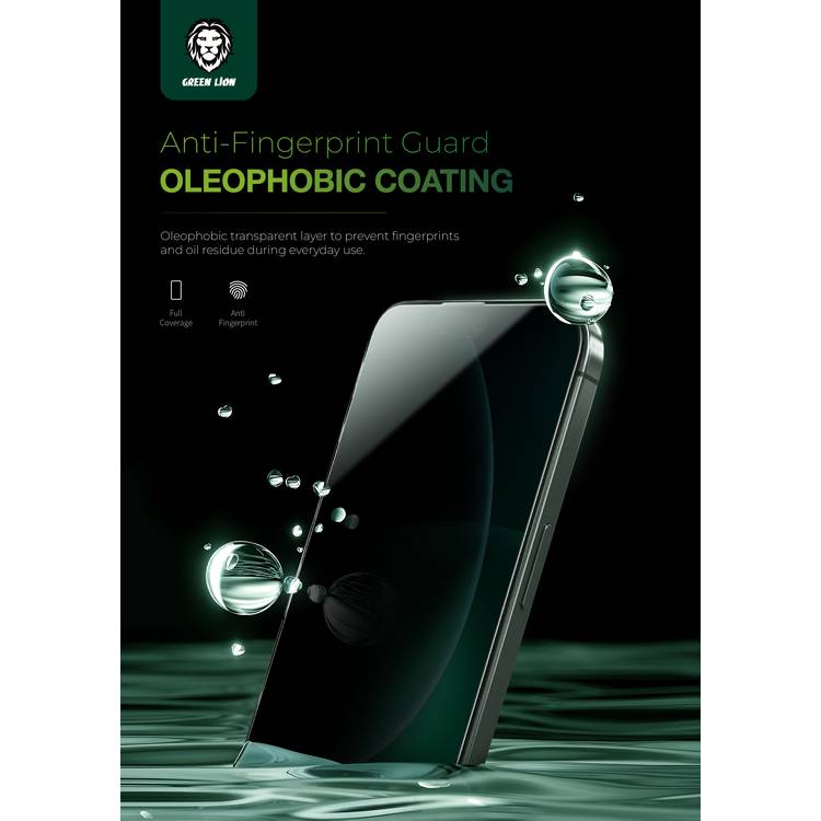Green Lion 9H Steve Privacy Full Glass Screen Protector for iPhone 16 Plus, Anti-Scratch, Side View Blocking, Highly Responsive, Grease Resistance,  Anti-Fingerprint - Black    