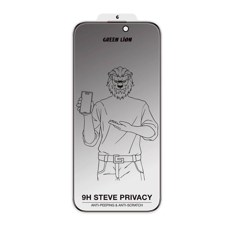 Green Lion 9H Steve Privacy Full Glass Screen Protector for iPhone 16 Plus, Anti-Scratch, Side View Blocking, Highly Responsive, Grease Resistance,  Anti-Fingerprint - Black    