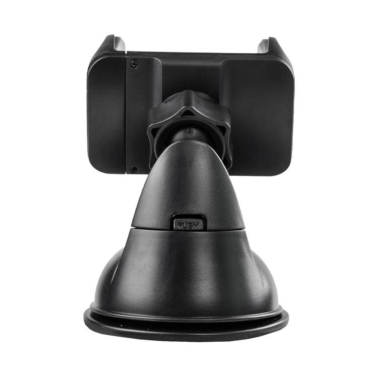 Porodo Universal Phone Mount with Adjustable Clamp, Strong Suction Base, 360° Rotation, Up to 6.5'' Devices Compatibility, One-Hand Operation, Vertical and Horizontal Phone Positioning - Black 