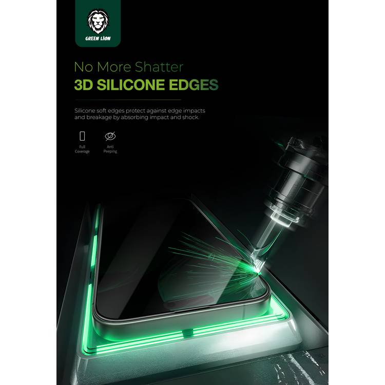 Green Lion 3D Silicone Plus High Definition Edge Glass for iPhone 16, Anti Fingerprint, Highly Responsive, Anti Scratch, Grease Resistance - Clear
