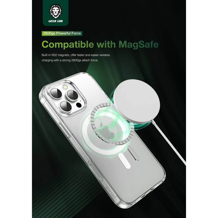 Green Lion MagSafe Crystal Clear Case for iPhone 16 Pro, Anti-Scratch, Anti-Fingerprint, Ultra-Drop Protection, Camera Protection - Clear